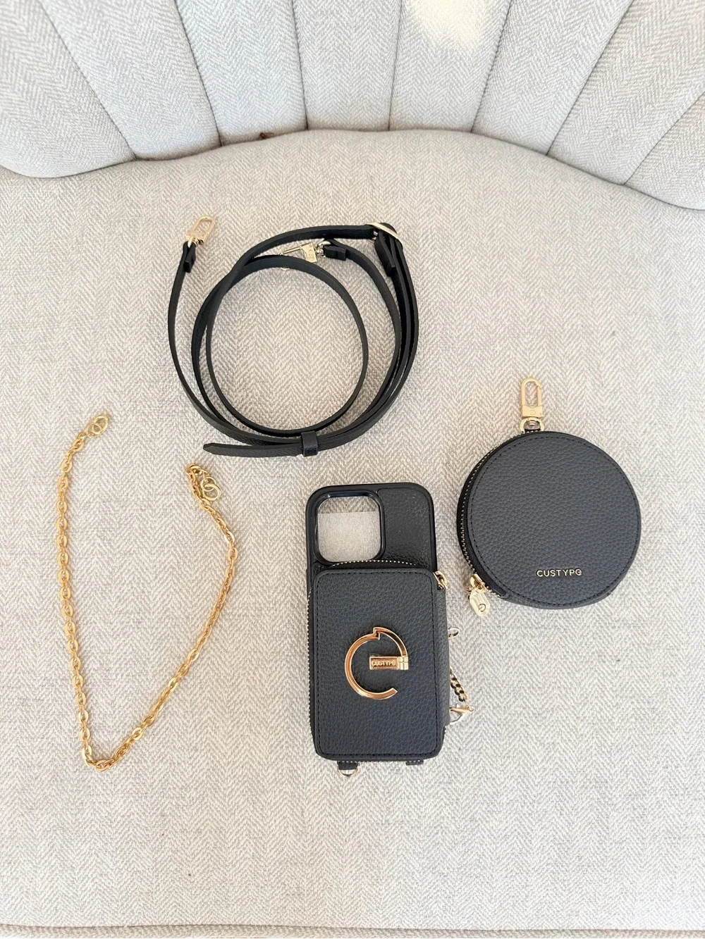 Custype black detachable Crossbody wallet, iPhone case